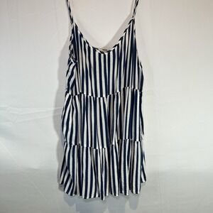 Show Me Your Mumu Bella Dress Medium Blue White Striped Spaghetti Strap Linen